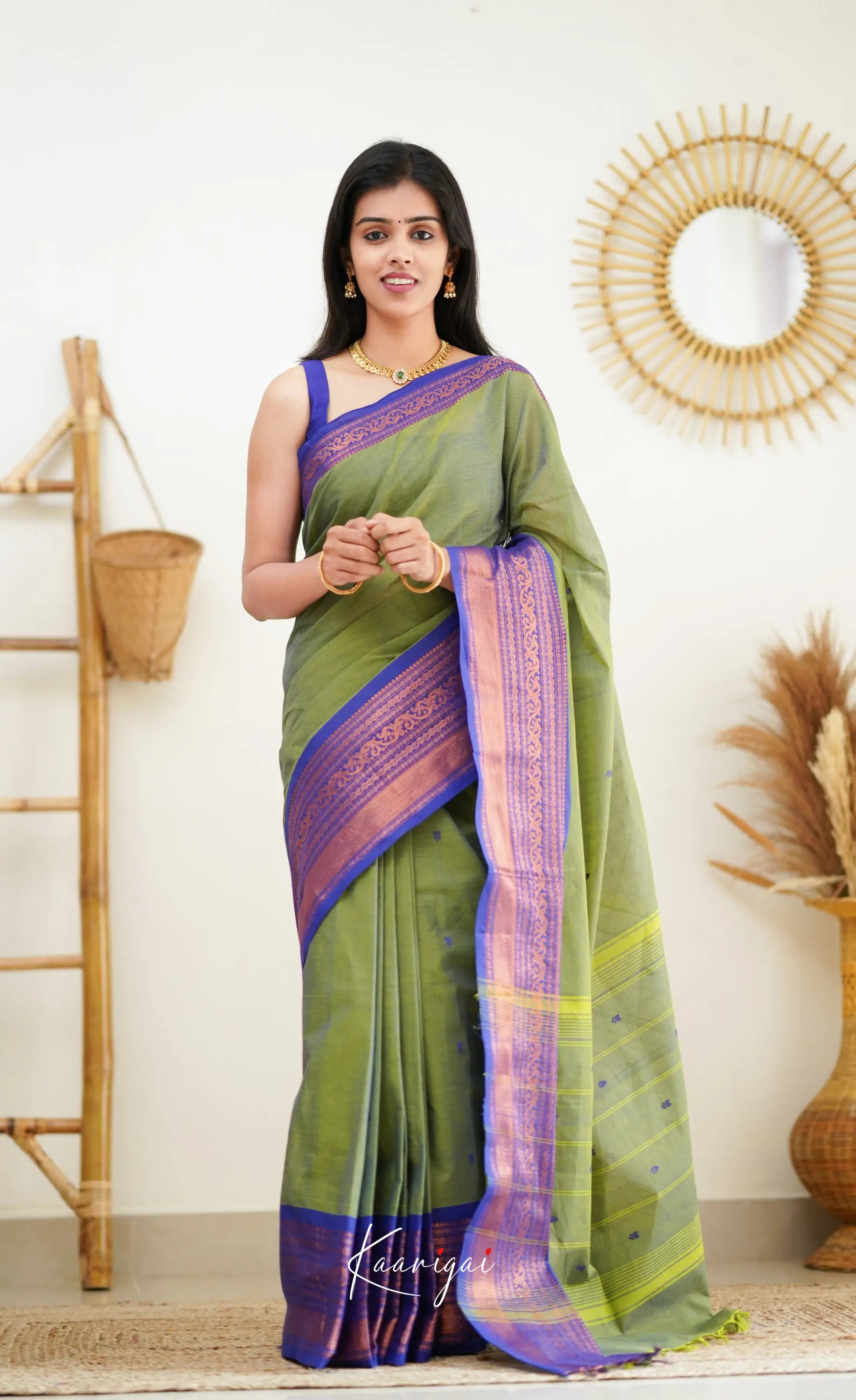 Nalinam - Dull Green Cotton Saree Sarees