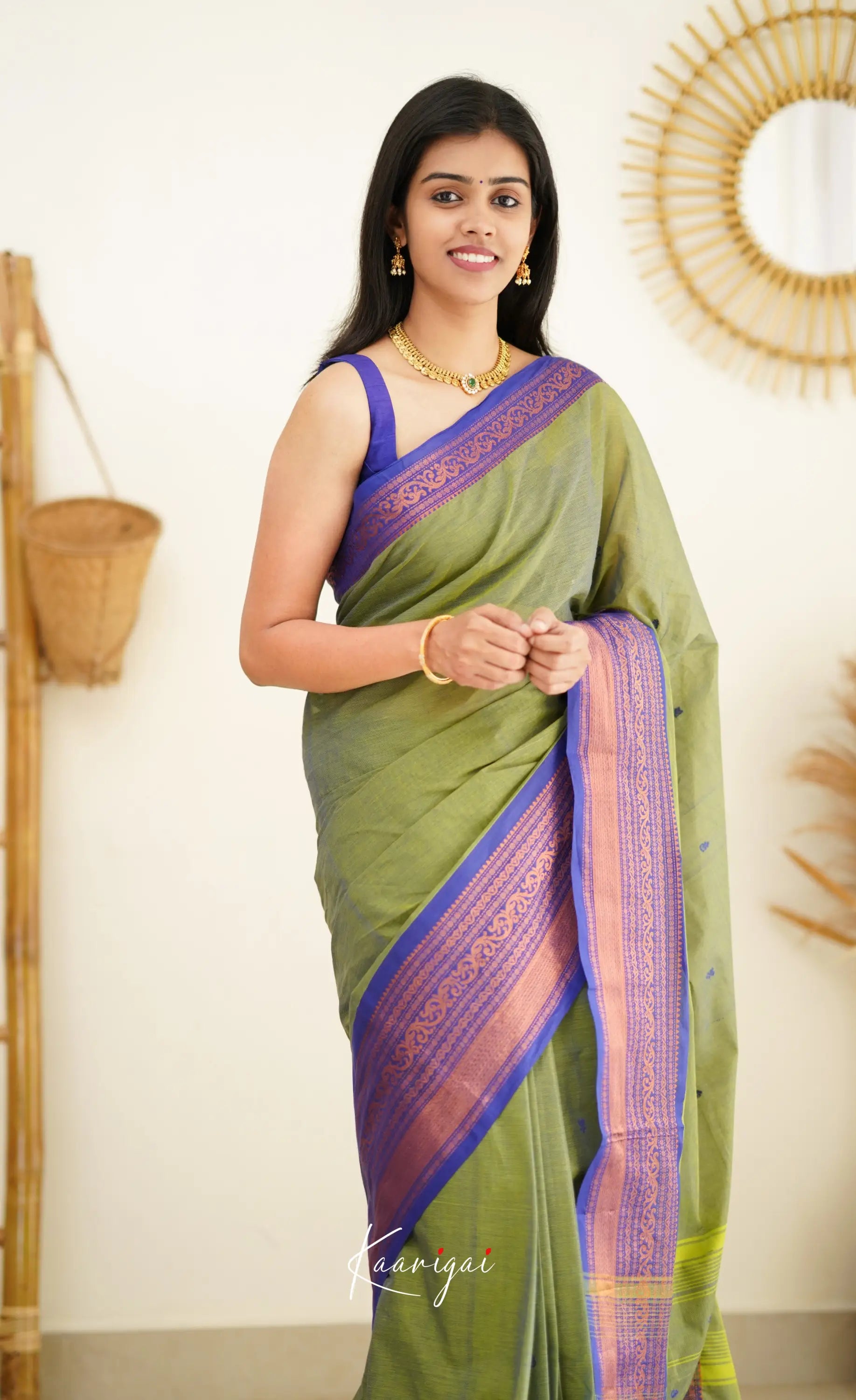 Nalinam - Dull Green Cotton Saree Sarees