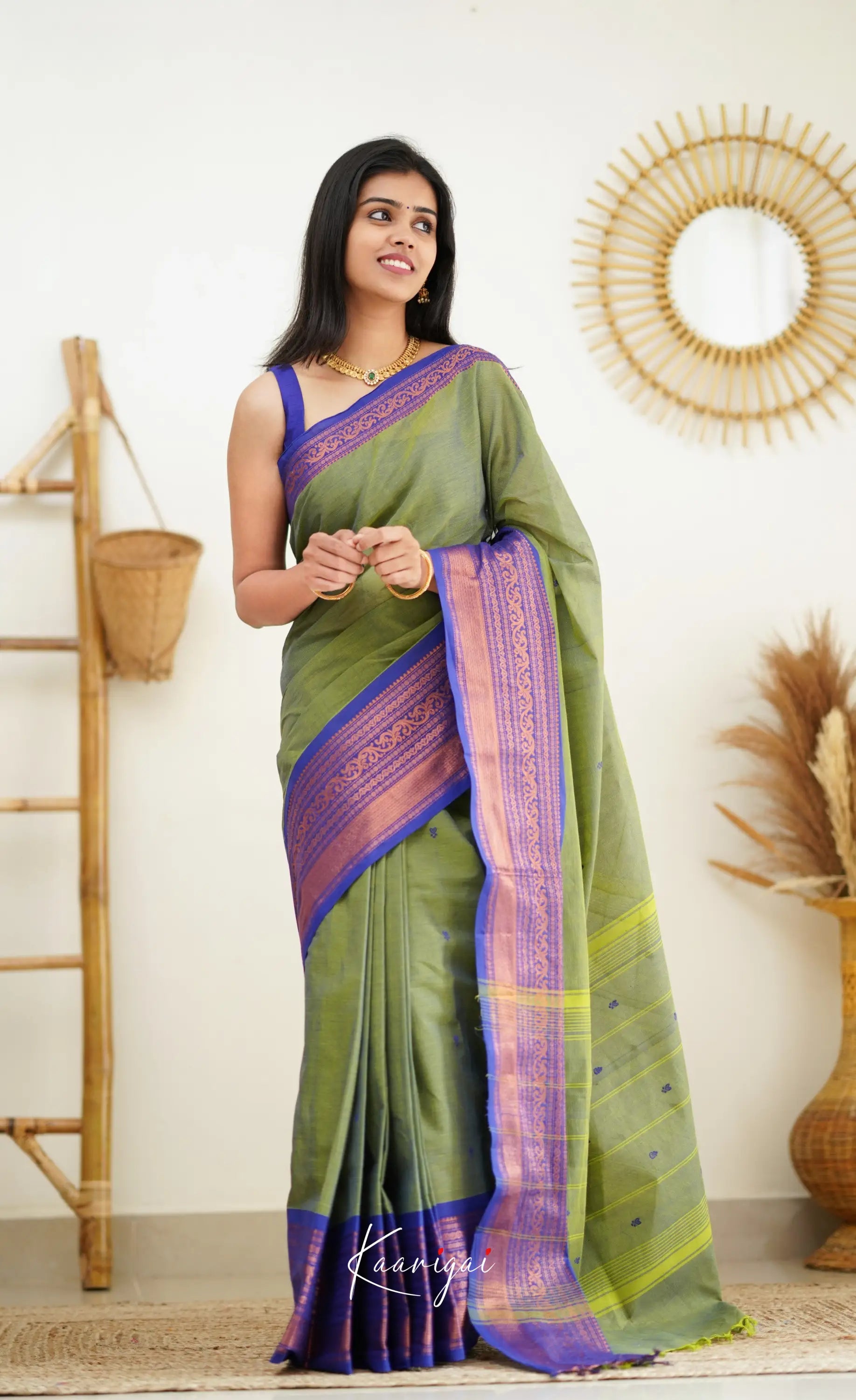 Nalinam - Dull Green Cotton Saree Sarees