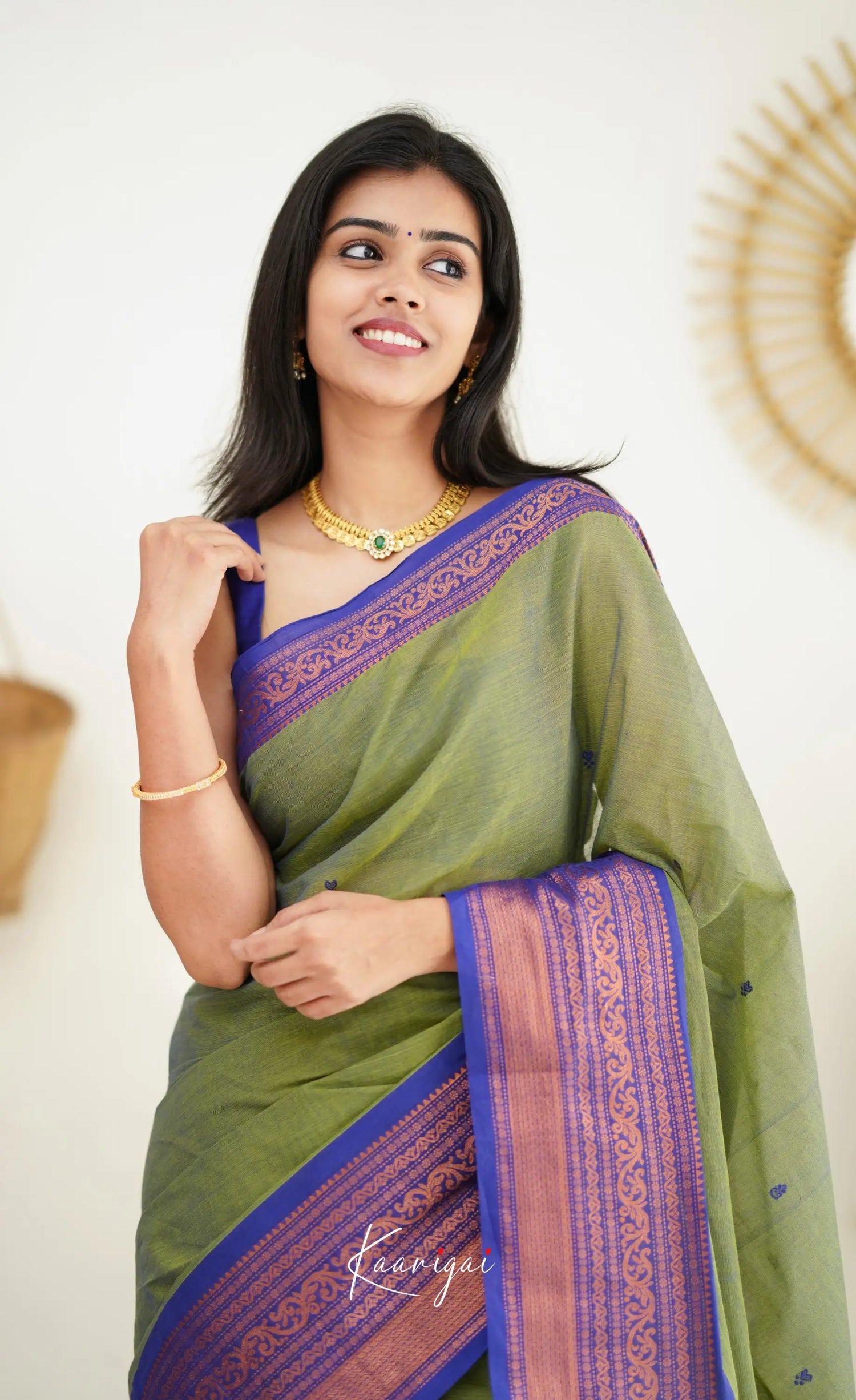 Nalinam - Dull Green Cotton Saree Sarees