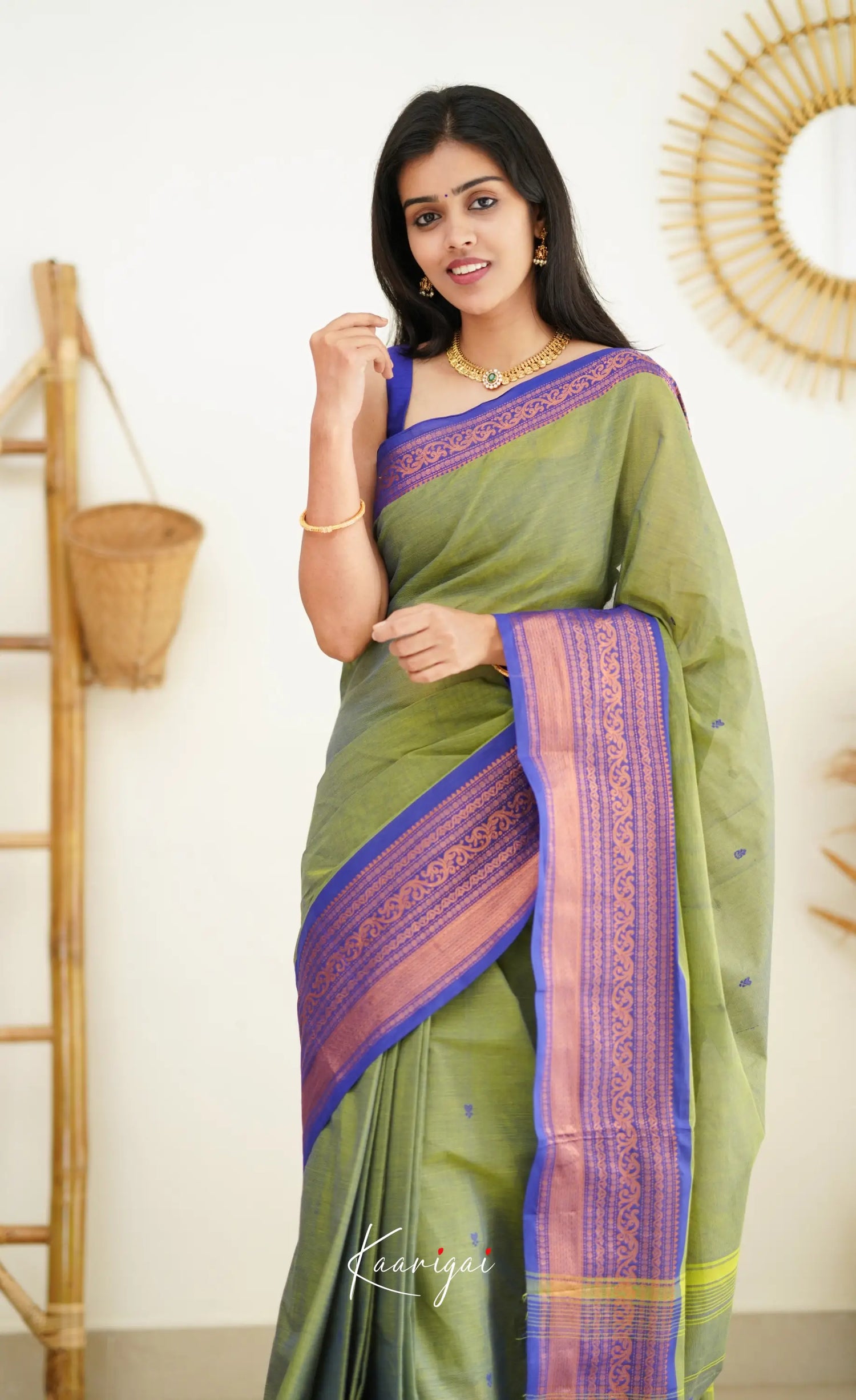 Nalinam - Dull Green Cotton Saree Sarees