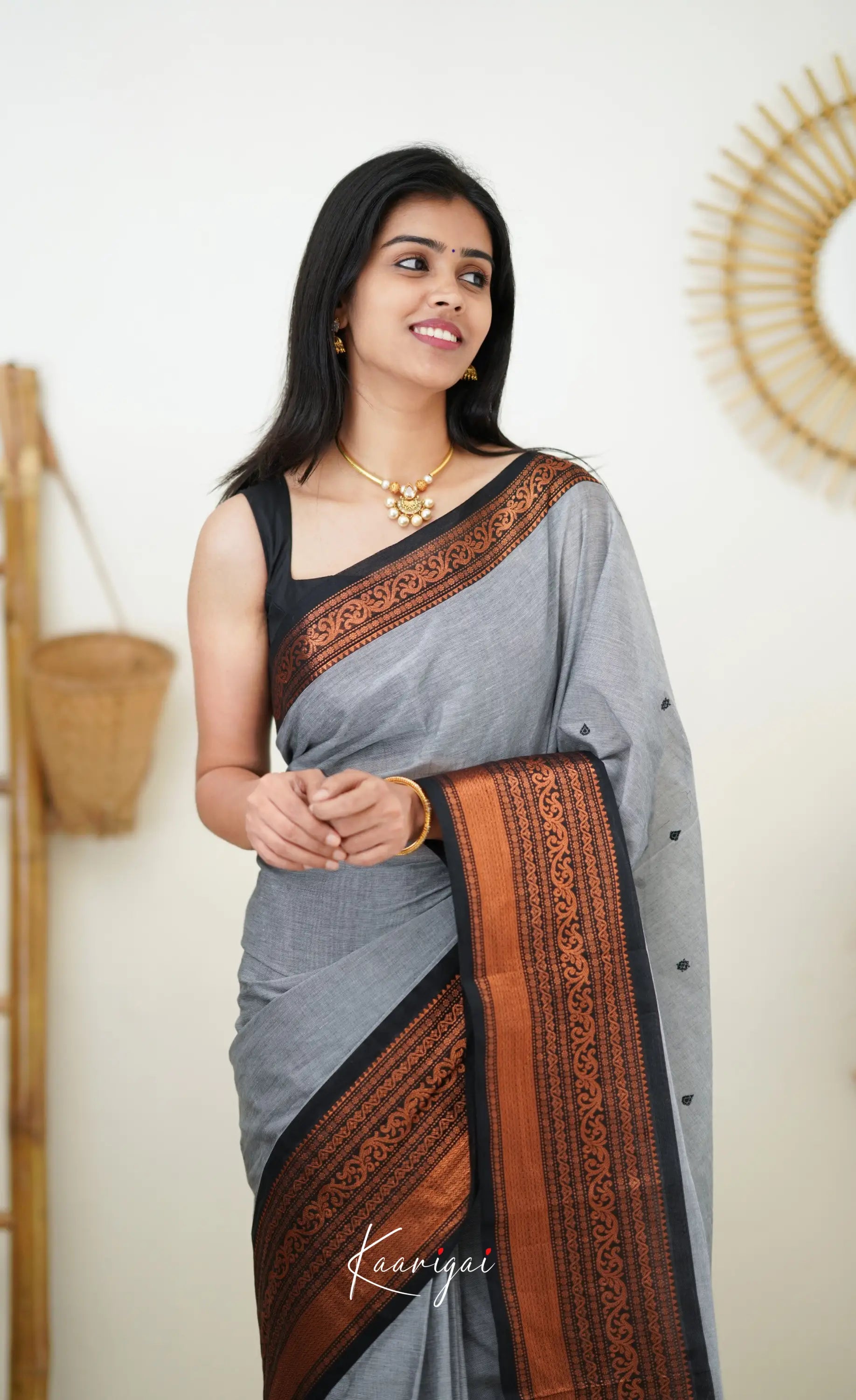 Nalinam - Grey Cotton Saree Sarees