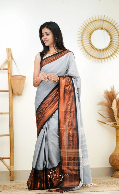 Nalinam - Grey Cotton Saree Sarees