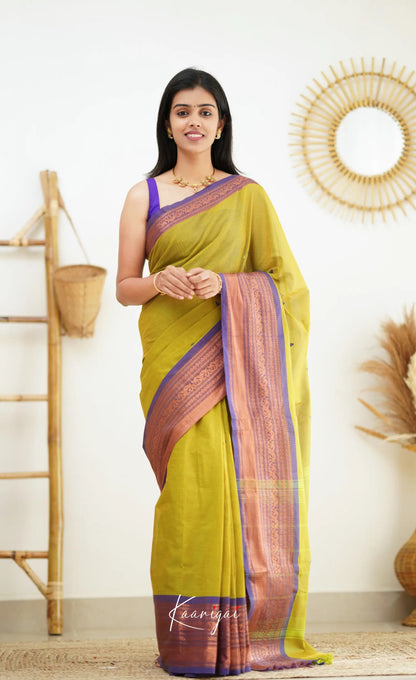 Nalinam - Two Tone Bright Henna Green Cotton Saree Sarees