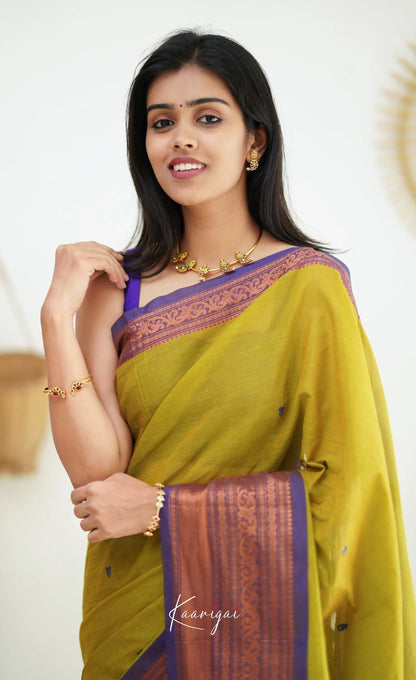 Nalinam - Two Tone Bright Henna Green Cotton Saree Sarees