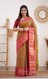 Nalinam - Two Tone Henna Mustard And Pink Cotton Saree Sarees