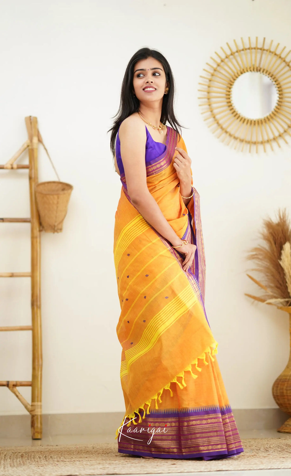 Nalinam - Two-Tone Yellow Cotton Saree Sarees