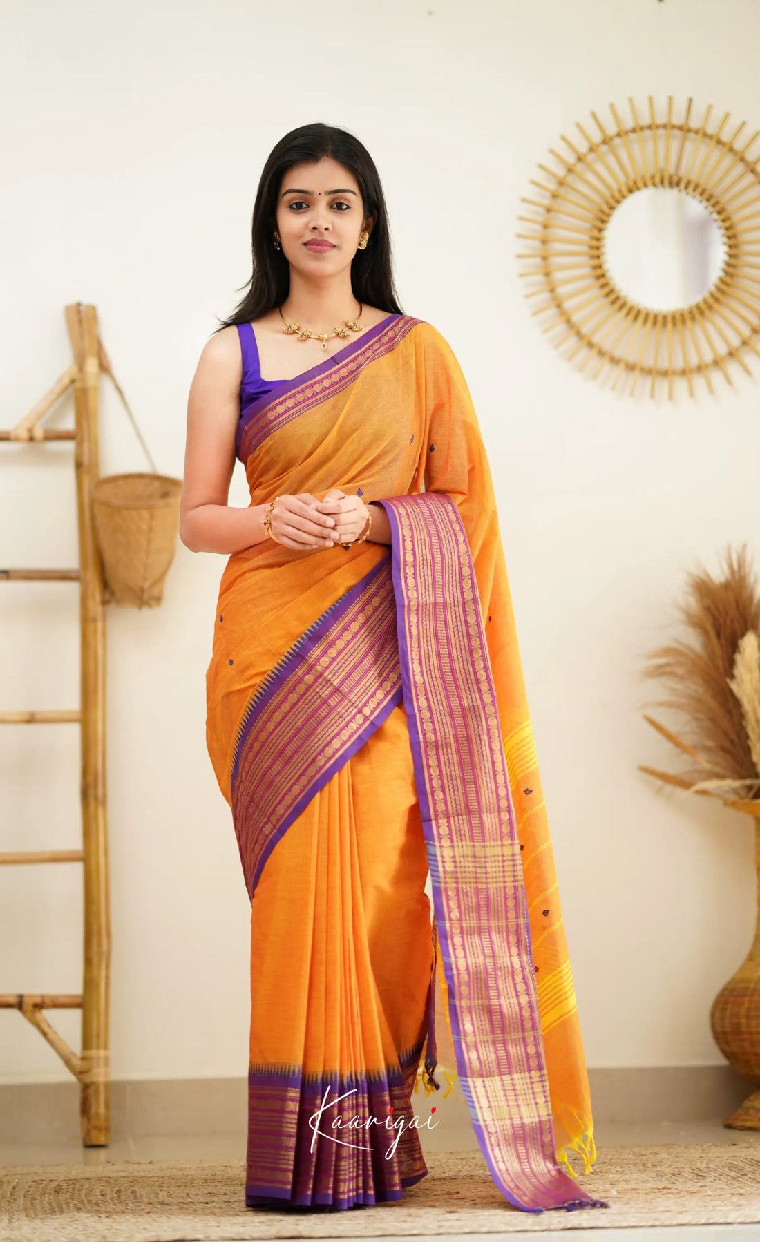 Nalinam - Two-Tone Yellow Cotton Saree Sarees