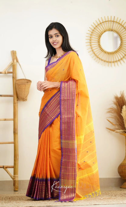 Nalinam - Two-Tone Yellow Cotton Saree Sarees