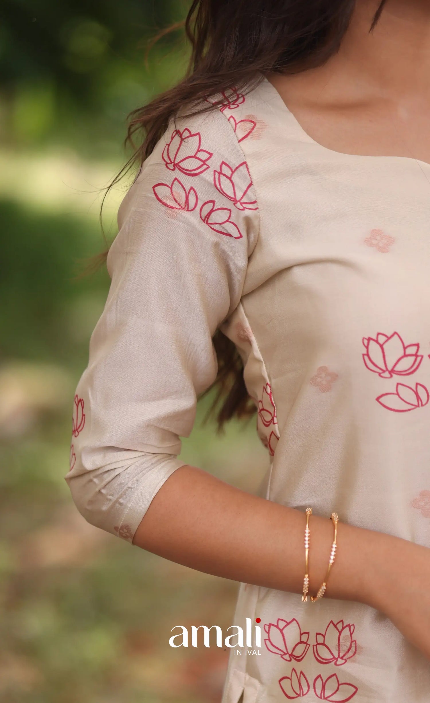 Off-white and Pinkish peach Blended Silk Salwar - salwar