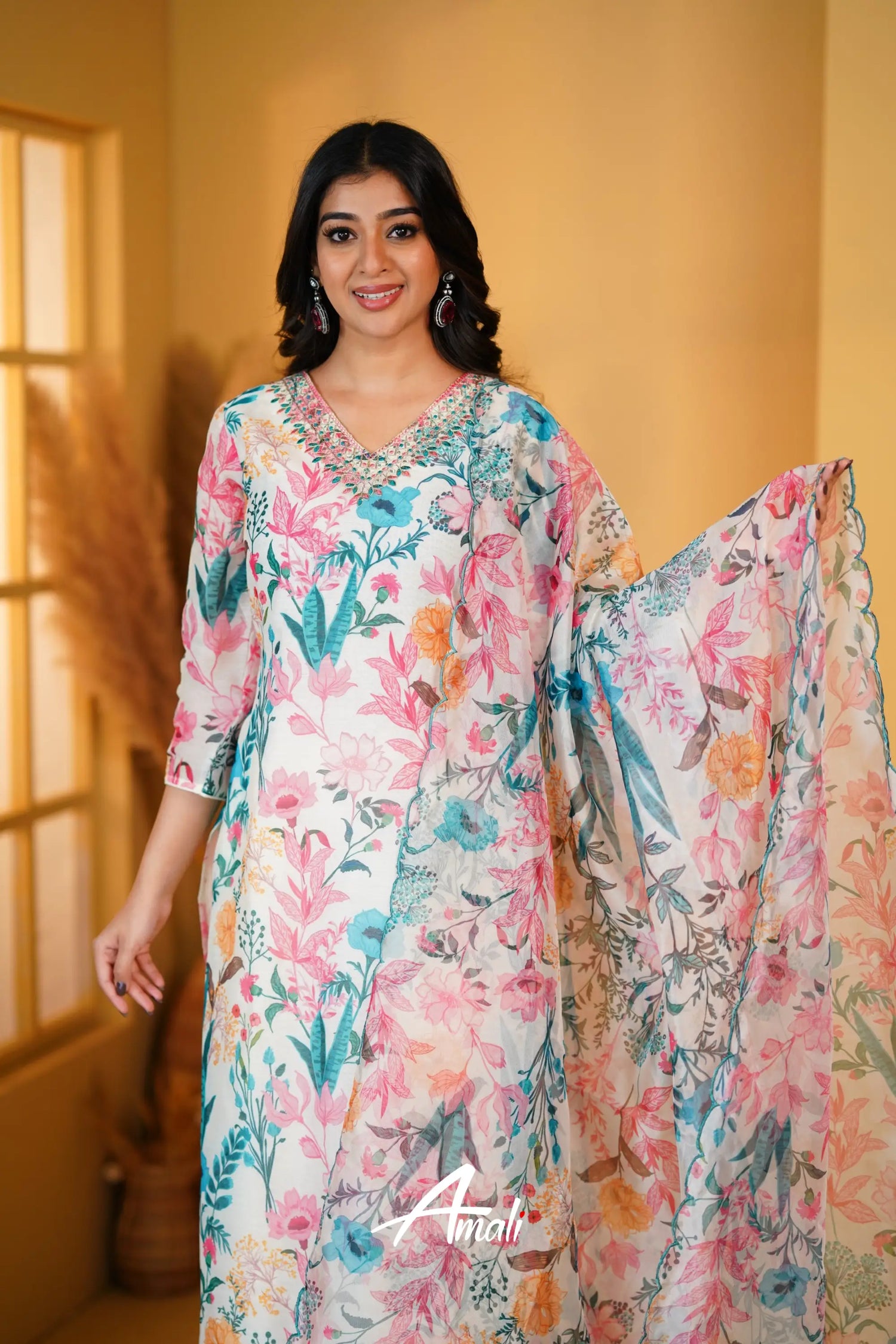 Off-White Chanderi Salwar Anarkalis