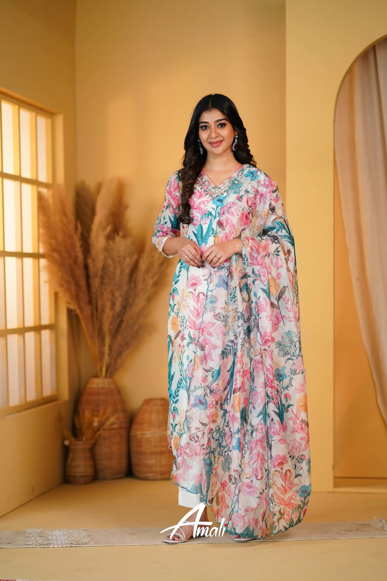 Off-White Chanderi Salwar Anarkalis