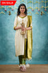 Omana - Cream And Green Blended Silk Salwar Salwar