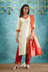 Omana - Cream And Red Blended Silk Salwar Salwar