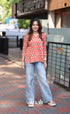 Orange Jaipur Hand Block-Printed Short Top - salwar