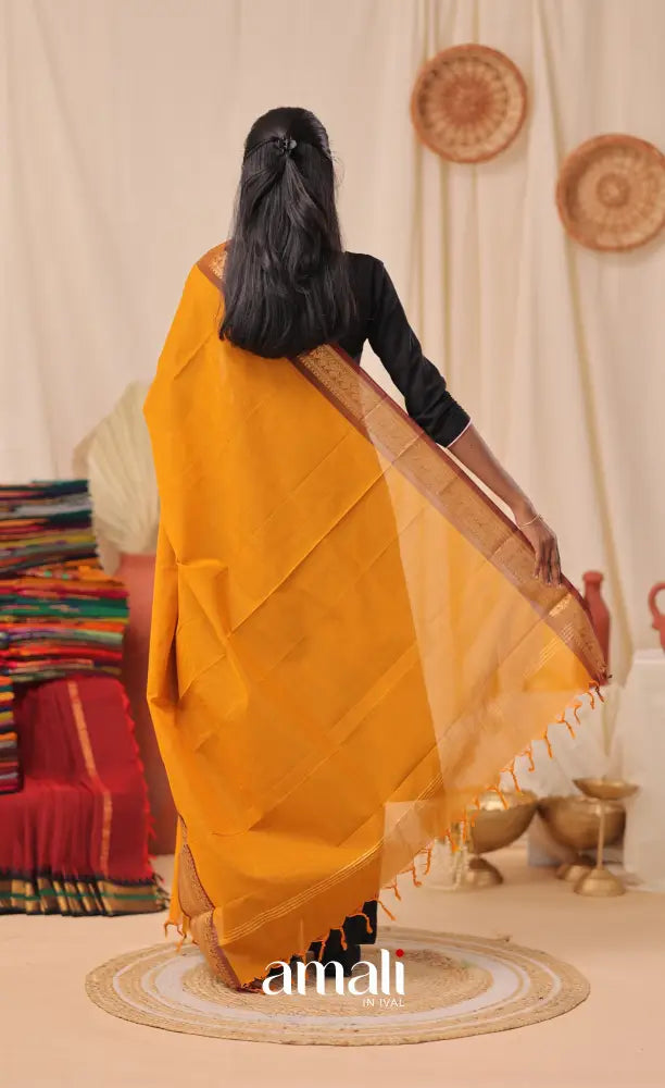 Orange With Maroon Chettinad Cotton Dupatta salwar