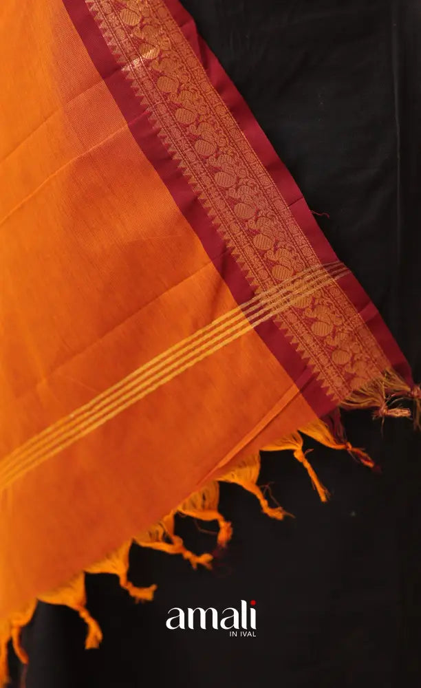 Orange With Maroon Chettinad Cotton Dupatta salwar