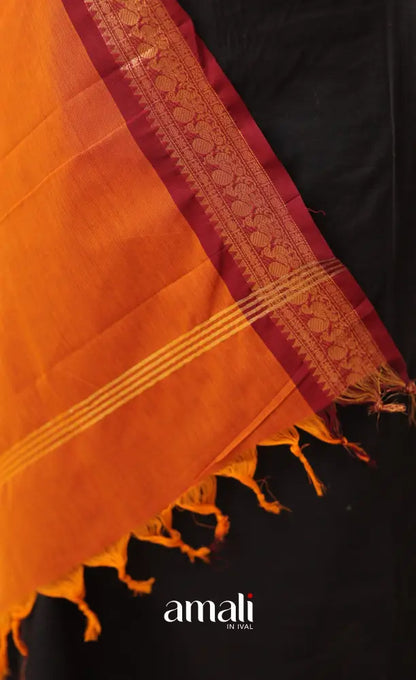Orange With Maroon Chettinad Cotton Dupatta salwar