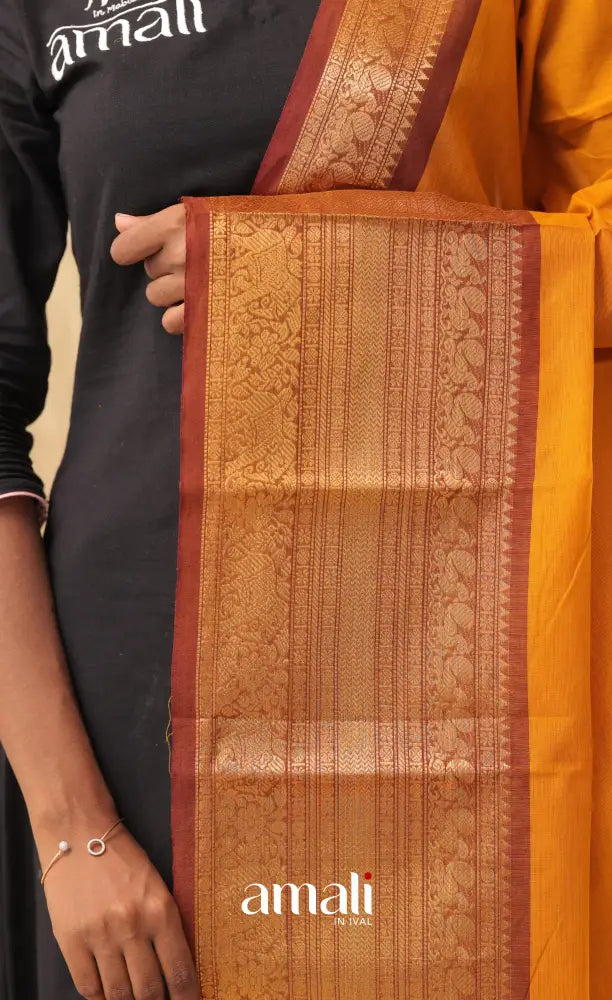 Orange With Maroon Chettinad Cotton Dupatta salwar