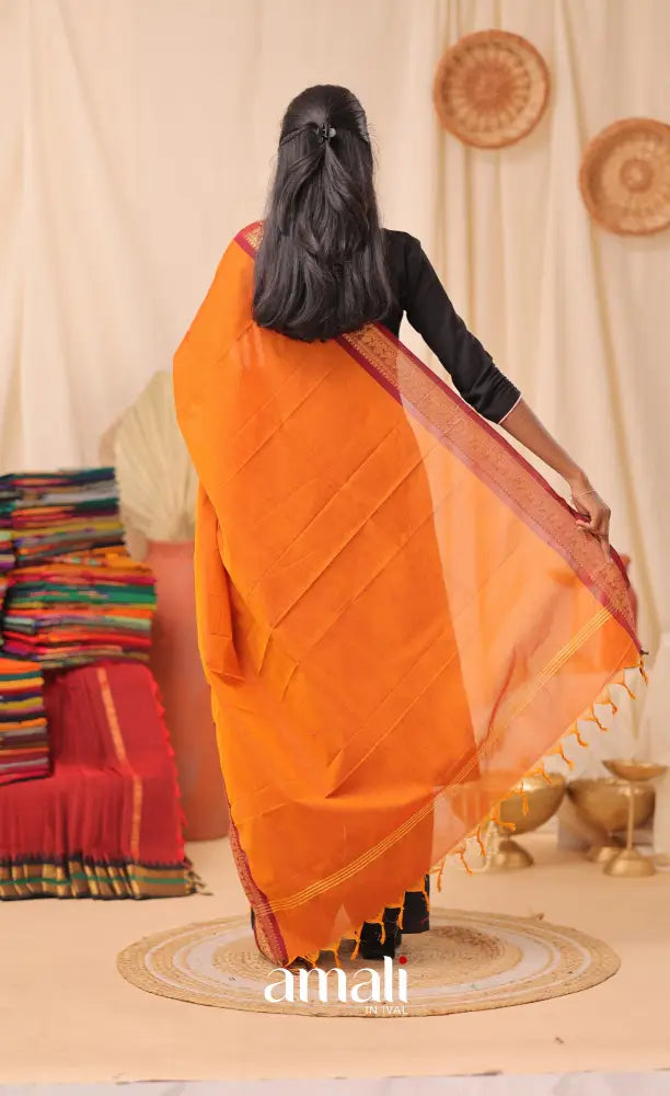 Orange With Maroon Chettinad Cotton Dupatta salwar