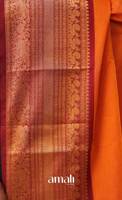 Orange With Maroon Chettinad Cotton Dupatta salwar