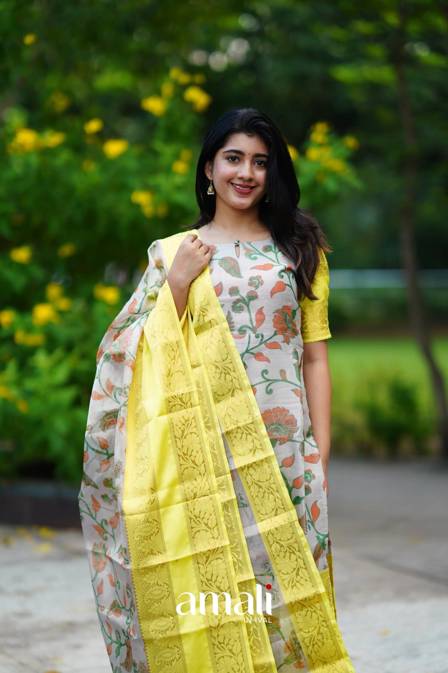 Organza Salwar - Yellow Anarkalis