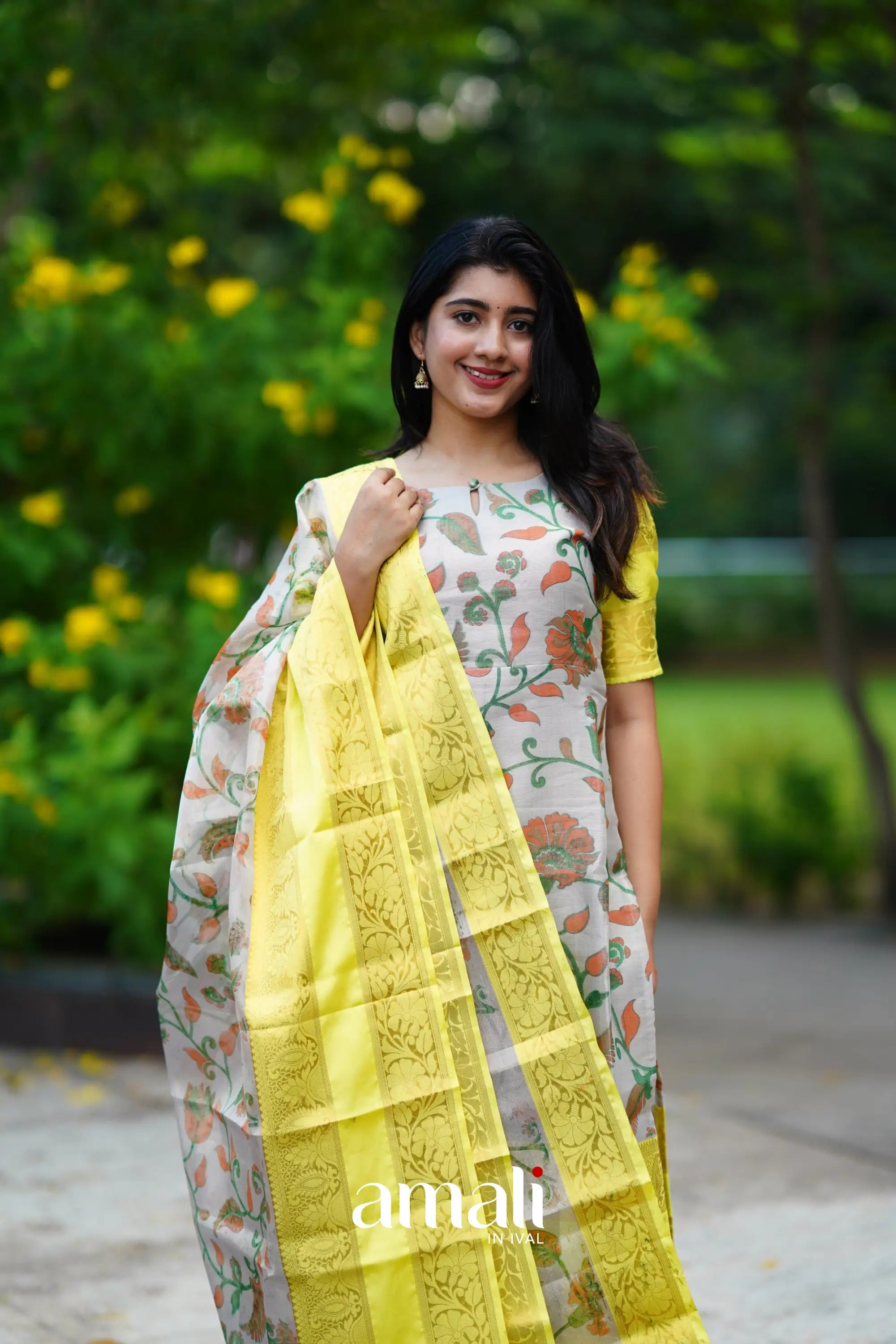 Organza Salwar - Yellow Anarkalis
