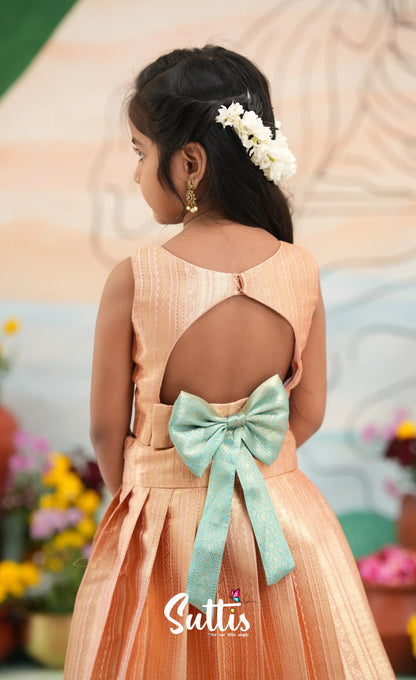 Organza Crop Top and Skirt - Peach and Light blue - Kids-Suttis