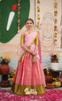 Organza Halfsaree - Baby Pink and Light Green - Kids-Suttis