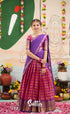 Organza Halfsaree - Dark Pink and Purple - Kids-Suttis