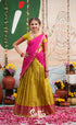 Organza Halfsaree - Henna Yellow and Rani Pink - Kids-Suttis