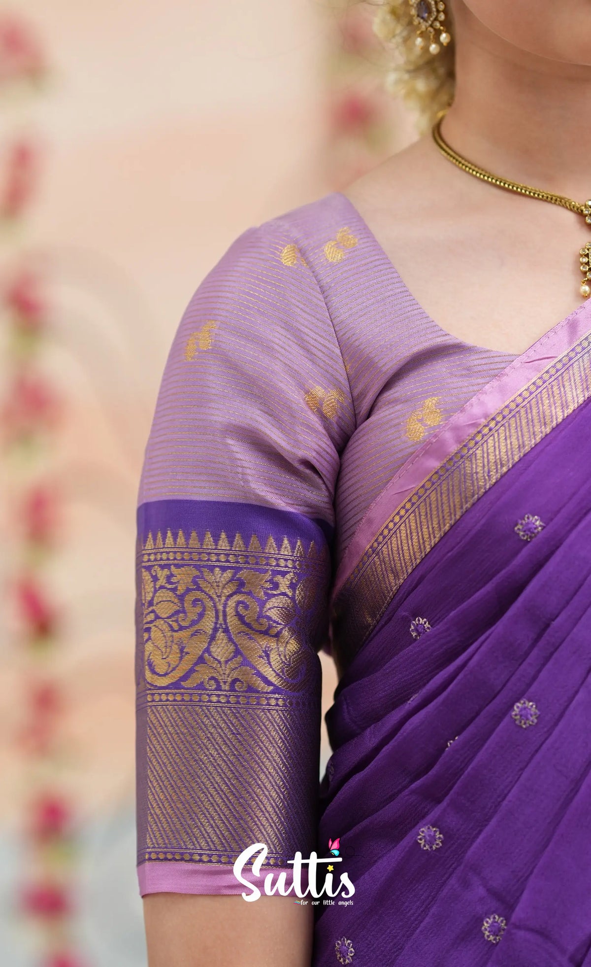 Organza Halfsaree - Lavender and Purple - Kids-Suttis