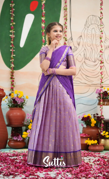 Organza Halfsaree - Lavender and Purple - Kids-Suttis