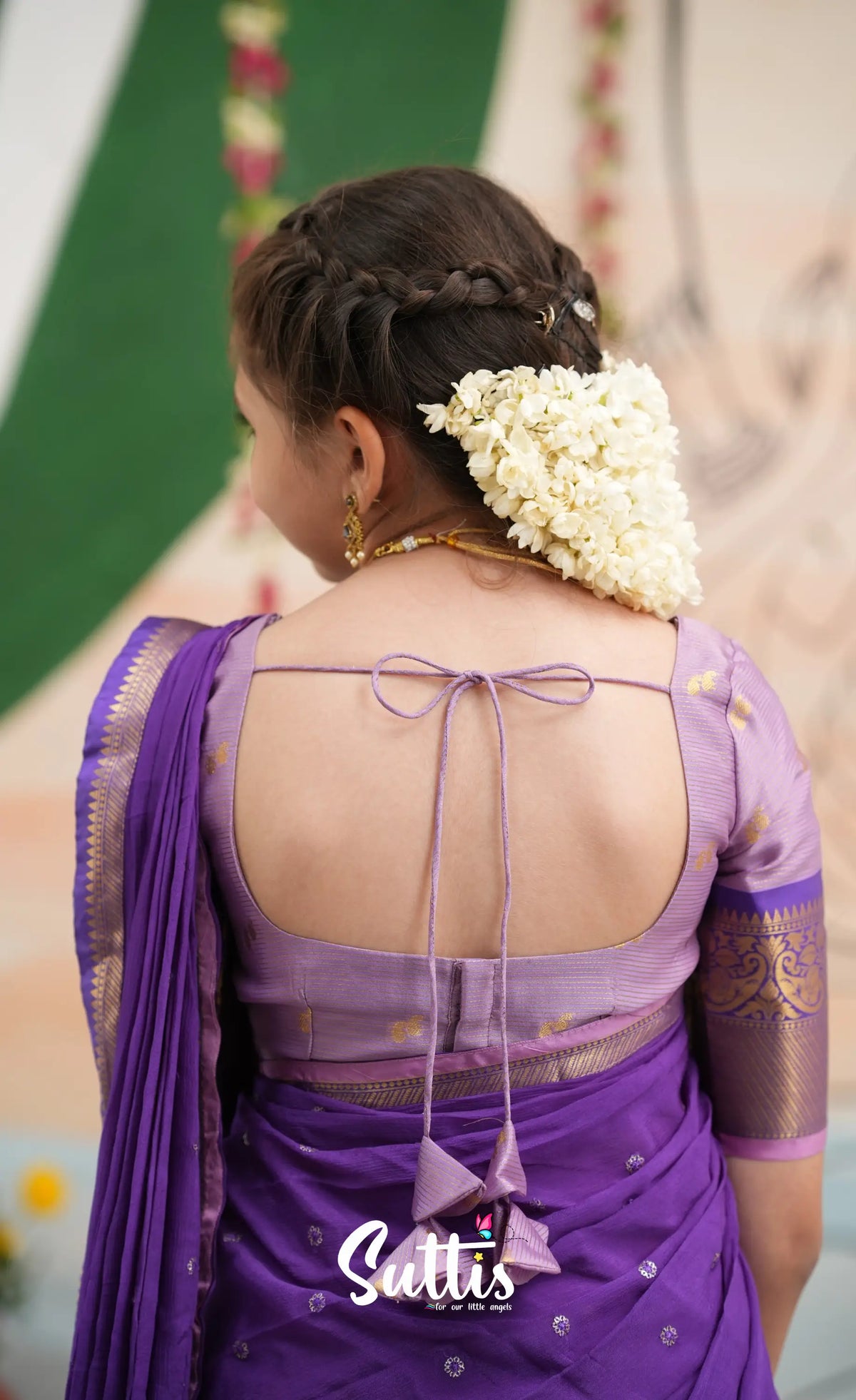 Organza Halfsaree - Lavender and Purple - Kids-Suttis