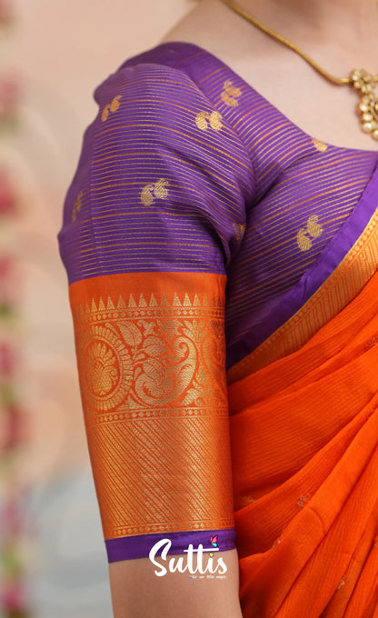 Organza Halfsaree - Purple and Orange - Kids-Suttis