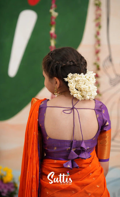 Organza Halfsaree - Purple and Orange - Kids-Suttis