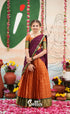 Organza Halfsaree - Rust Orange and Dark maroonish wine - Kids-Suttis