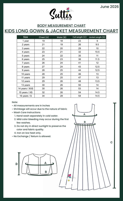 Organza Long Gown with Jacket - Dual tone gold and Lilac - Kids-Suttis