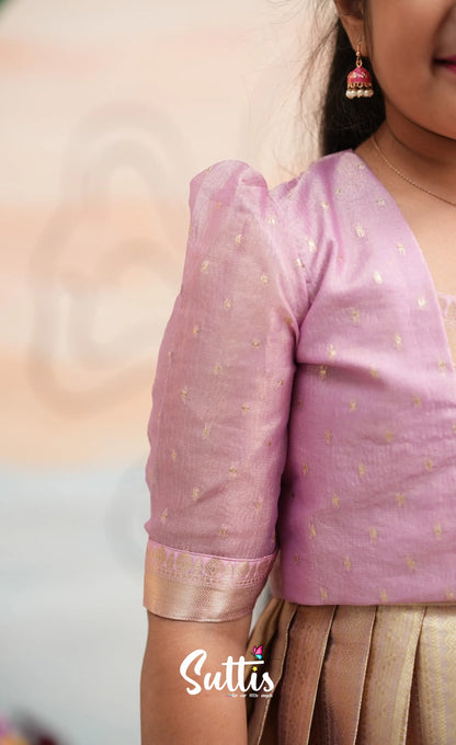 Organza Long Gown with Jacket - Dual tone gold and Lilac - Kids-Suttis