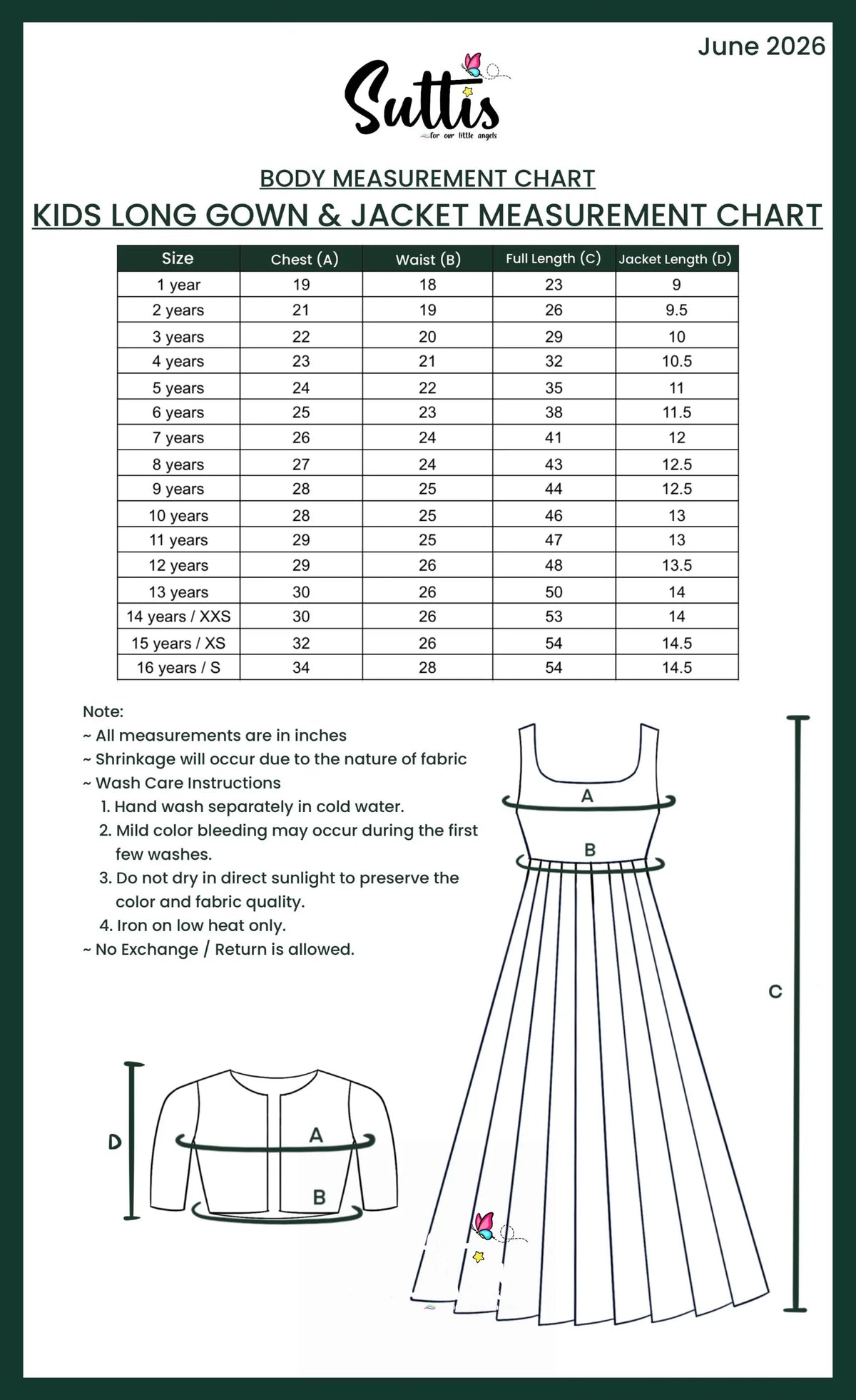 Organza Long Gown with Jacket - Peach and Light blue - Kids-Suttis
