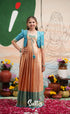 Organza Long Gown with Jacket - Peach and Light blue - Kids-Suttis