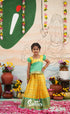 Organza Pavadai Sattai - Bright Yellow and Turquoise Blue - Kids-Suttis