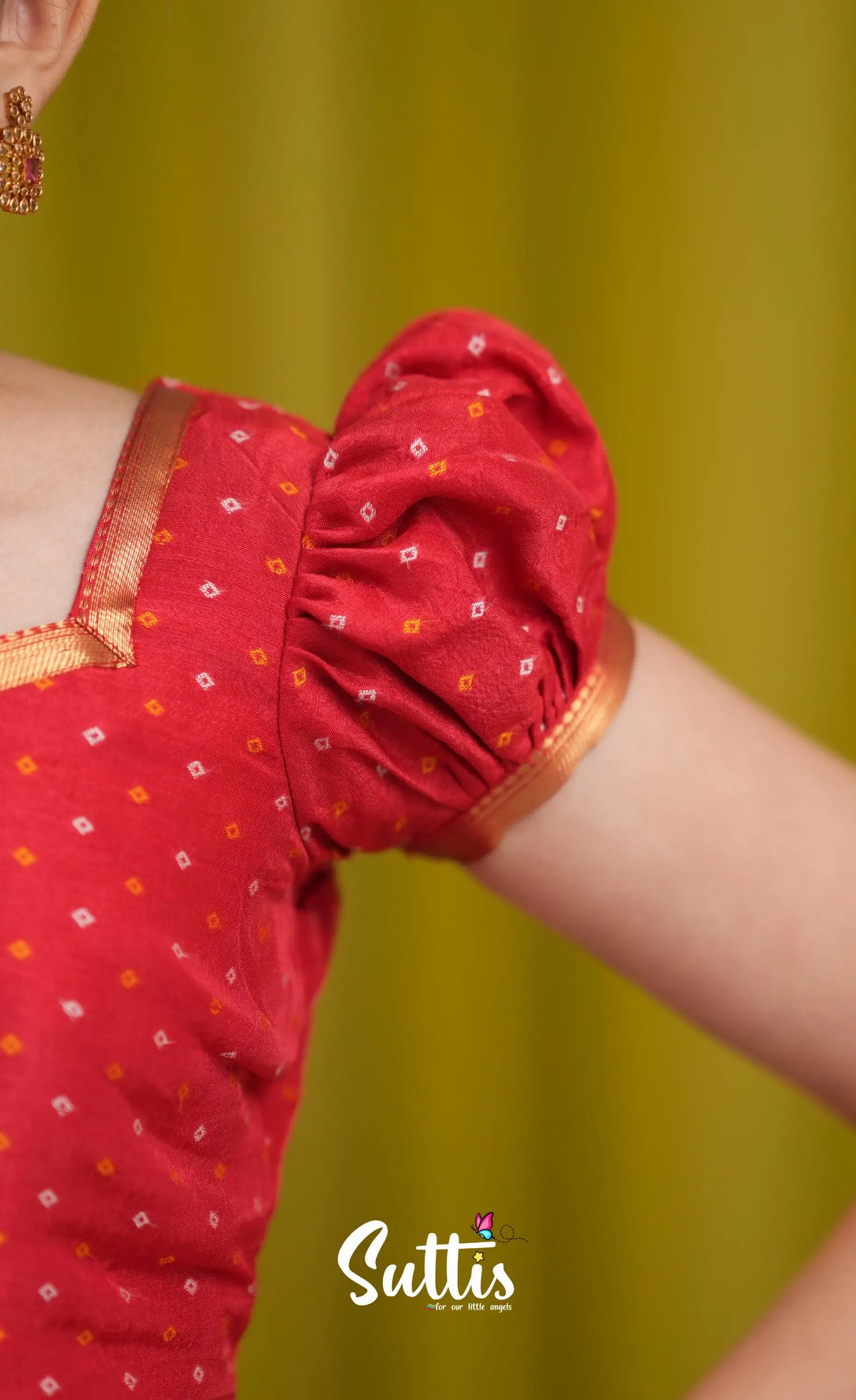 Organza Pavadai Sattai - Lavender and Bright red - Kids-Suttis