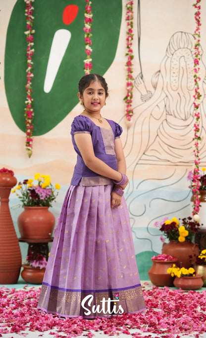 Organza Pavadai Sattai - Lavender and Purple - Kids-Suttis