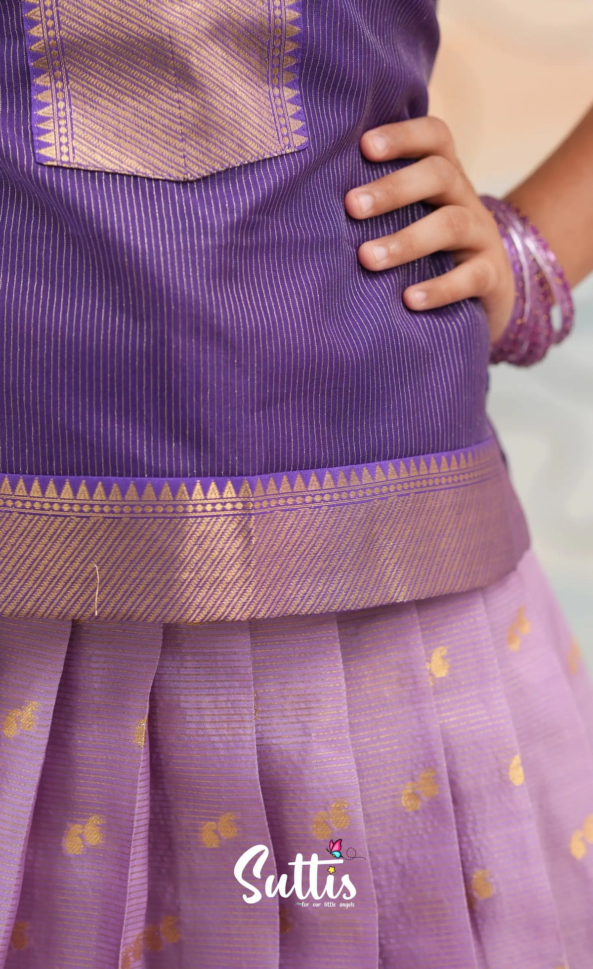 Organza Pavadai Sattai - Lavender and Purple - Kids-Suttis