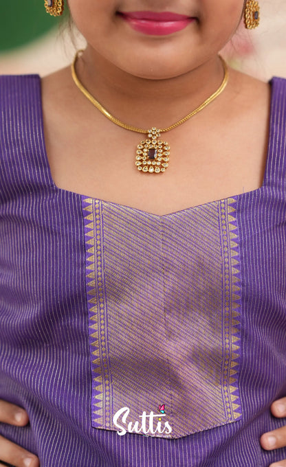 Organza Pavadai Sattai - Lavender and Purple - Kids-Suttis