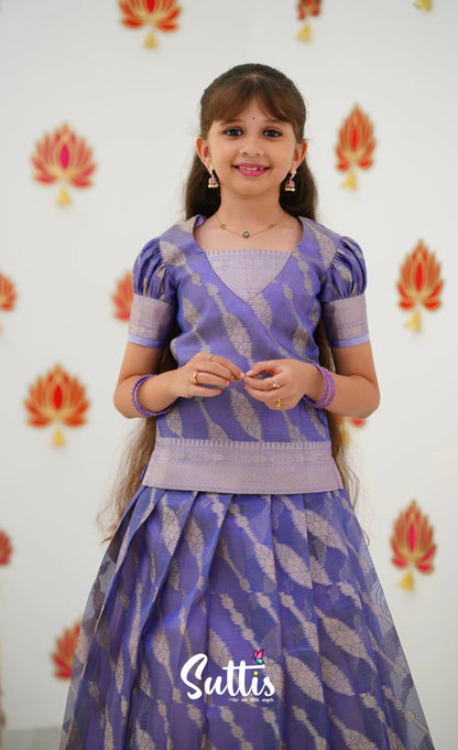 Organza Pavadai Sattai - Lavendera Nd Purple Kids-Suttis