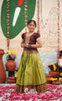 Organza Pavadai Sattai - Light green and Wineish Brown - Kids-Suttis