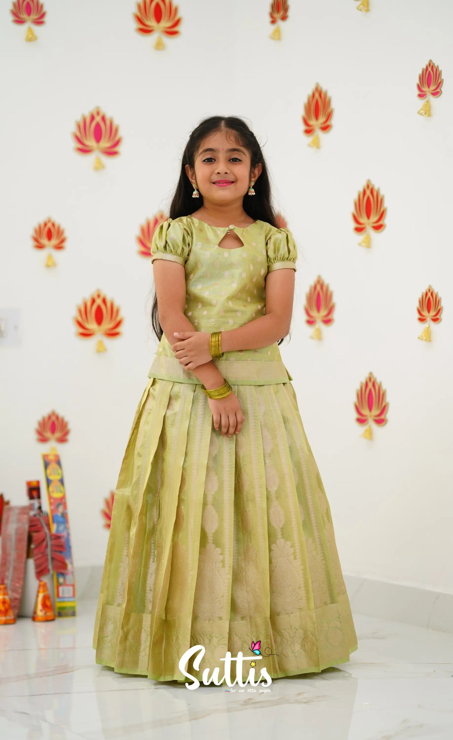 Organza Pavadai Sattai - Pastel Green and Pista Green - SALE Ivalinmabia Organza Pavadai Sattai - Pastel Green and Pista Green - SALE Ivalinmabia