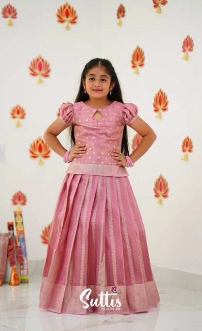 Organza Pavadai Sattai - Pink And Baby Kids-Suttis